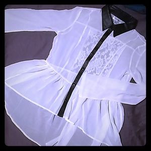 Sheer White Button Blouse